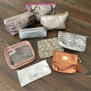 Bundle of 9 Gold/Silver Cosmetic Bags